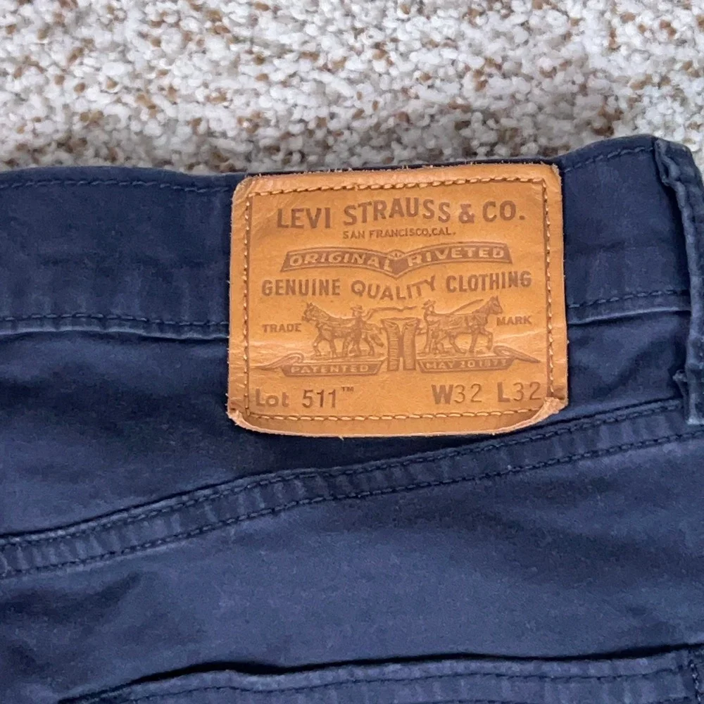 Levis 511 Pants Mens 32x32 Navy Blue Slim Fit Casual Cotton Blend Chinos Office